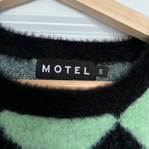 Motel rocks green and black argyle diamond print sweater vest - brand new - Picture 3 of 3
